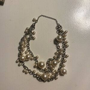 Elegant Pearl and Silver Chain Necklace